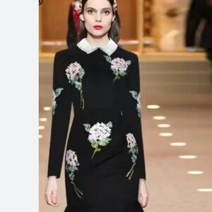 Floral Embroidered Black Dress